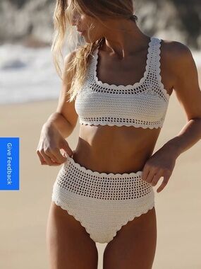 NWT beach riot crochet bikini set